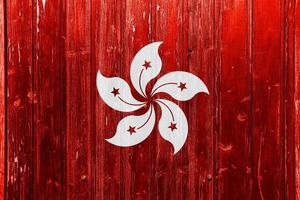 Hong Kong flag on a textured background. Concept collage. photo