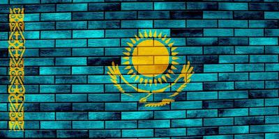 Flag of Kazakhstan on a textured background. Concept collage. photo