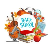 Back to School classes books and study supplies vector