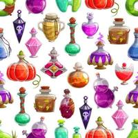 Bottles of Halloween potion seamless pattern vector