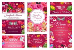 Invitations on wedding party, rsvp response cards vector