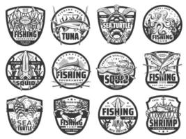 pesca, deporte, y, afición, vector, iconos vector
