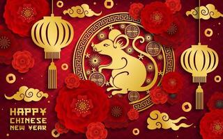 Golden rat, Chinese New Year zodiac animal vector