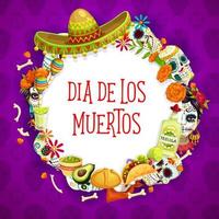 Mexican Dia des los Muertos holiday attributes vector