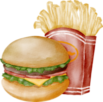 clipart de hambúrguer em aquarela png