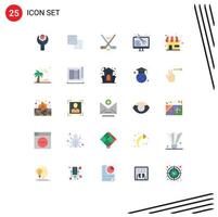 Flat Color Pack of 25 Universal Symbols of market store web development hokey web coding Editable Vector Design Elements