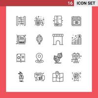 Modern Set of 16 Outlines and symbols such as financial web gift pack web protection Editable Vector Design Elements