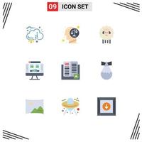 9 Thematic Vector Flat Colors and Editable Symbols of screen computer human gallery sheep Editable Vector Design Elements