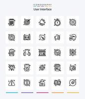interfaz de usuario creativa 25 paquete de iconos de contorno como el corazón. usuario. deténgase. interfaz. cancelar vector