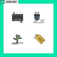 Filledline Flat Color Pack of 4 Universal Symbols of bar performing electrical power supply ecommerce Editable Vector Design Elements