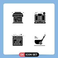 4 Creative Icons Modern Signs and Symbols of market binary store receipt interface Editable Vector Design Elements