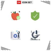 4 Flat Icon concept for Websites Mobile and Apps apple construction healthy food security plan Editable Vector Design Elements