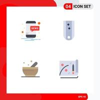 4 Universal Flat Icons Set for Web and Mobile Applications mobile soup diamonds rank achievement Editable Vector Design Elements