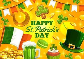 Happy St Patrick day, Irish holiday, Ireland flags vector