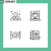 conjunto de 4 iconos modernos de la interfaz de usuario signos de símbolos para los blogs de inversión de huevo de barra elementos de diseño vectorial editables creativos vector