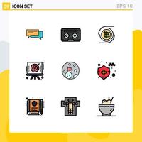 9 iconos creativos signos y símbolos modernos de elementos de diseño vectorial editables de moneda de audio descentralizada de placa vector