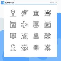 Set of 16 Vector Outlines on Grid for deal contract transmitter agreement building Editable Vector Design Elements