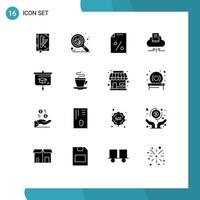 Universal Icon Symbols Group of 16 Modern Solid Glyphs of education notebook document book cloud Editable Vector Design Elements