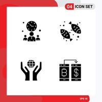 Modern Set of 4 Solid Glyphs and symbols such as businessman hands time healthy cashless Editable Vector Design Elements