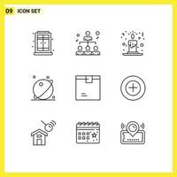 9 Outline concept for Websites Mobile and Apps goods box christmas system planet Editable Vector Design Elements