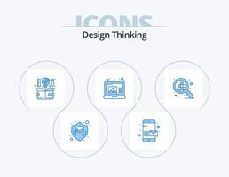 Design Thinking Blue Icon Pack 5 Icon Design. design. draw. send. create. idea vector