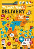 International delivery service statistics, vector