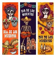 dia de muertos fiesta mexicana calavera calaveras vector