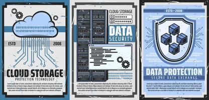 protección de datos de internet y almacenamiento en la nube vector