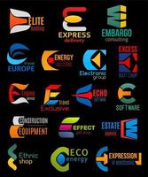 E icons company and brand corporate identity signs vector
