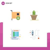 Group of 4 Modern Flat Icons Set for add calculate devices nature table Editable Vector Design Elements