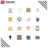 16 Flat Color concept for Websites Mobile and Apps chart document treasure user id card Editable Pack of Creative Vector Design Elements