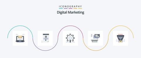 Digital Marketing Flat 5 Icon Pack Including chating. chat. key. configuration. search vector