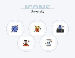 paquete de iconos llenos de línea universitaria 5 diseño de iconos. asignación en línea. resaltador alumno. soltero vector