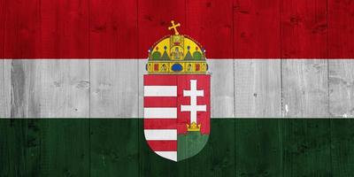 Hungary flag on a textured background. conceptual collage. photo