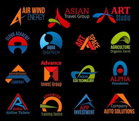 Letter A business icons abstract creative design