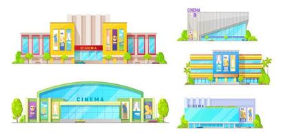 Cinema buildings, movie theater architecture vector