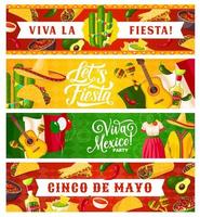 Cinco de Mayo Mexican holiday banners vector