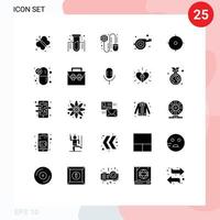 Pack of 25 creative Solid Glyphs of target whistle global sport worldwide Editable Vector Design Elements