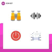 Flat Icon Pack of 4 Universal Symbols of binoculars ui dumbbell off leak Editable Vector Design Elements