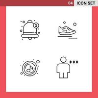 Modern Set of 4 Filledline Flat Colors Pictograph of alert music alarm exercise quaver Editable Vector Design Elements