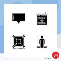 4 User Interface Solid Glyph Pack of modern Signs and Symbols of bubble connection browser online hub Editable Vector Design Elements