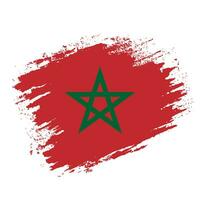 Hand painted abstract Morocco vintage flag vector