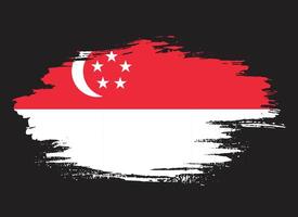 Paint brush stroke shape Singapore flag vector