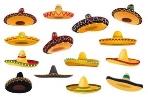 Mexican sombrero hat isolated objects vector