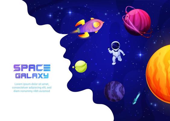Space landing page with astronaut and spaceship