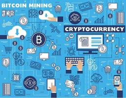 Cryptocurrency bitcoin, digital currency mining vector