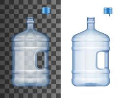 Big bottles for water cooler with open cap, mockup vector