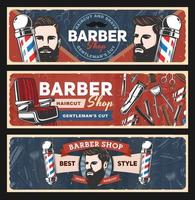 Barbershop razors, retro poles, haircut shavers vector