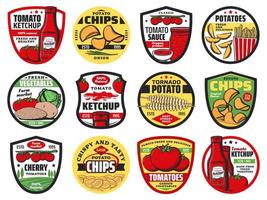 Tomato and potato food vector icons