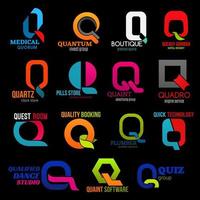 Corporate identity Q icons trend style design vector